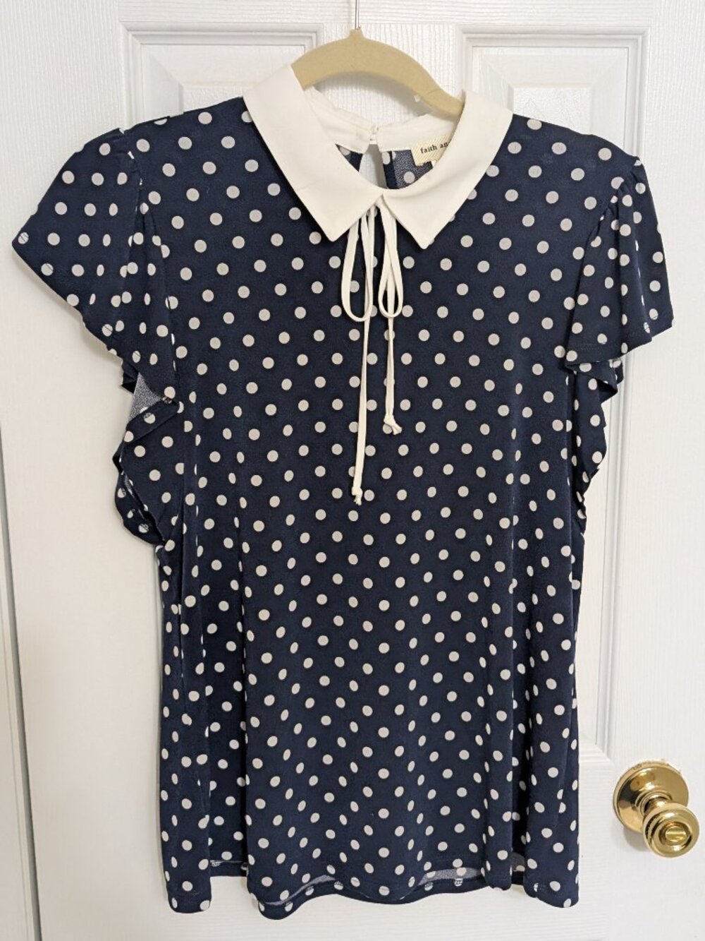 Faith and Joy by Monteau Polka Navy and White Top
